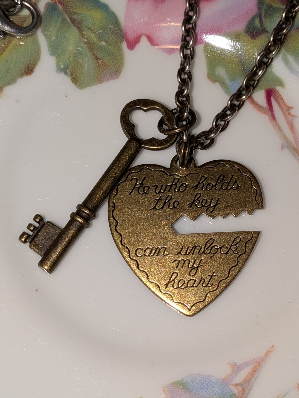 Vintage Key To My Heart Necklace